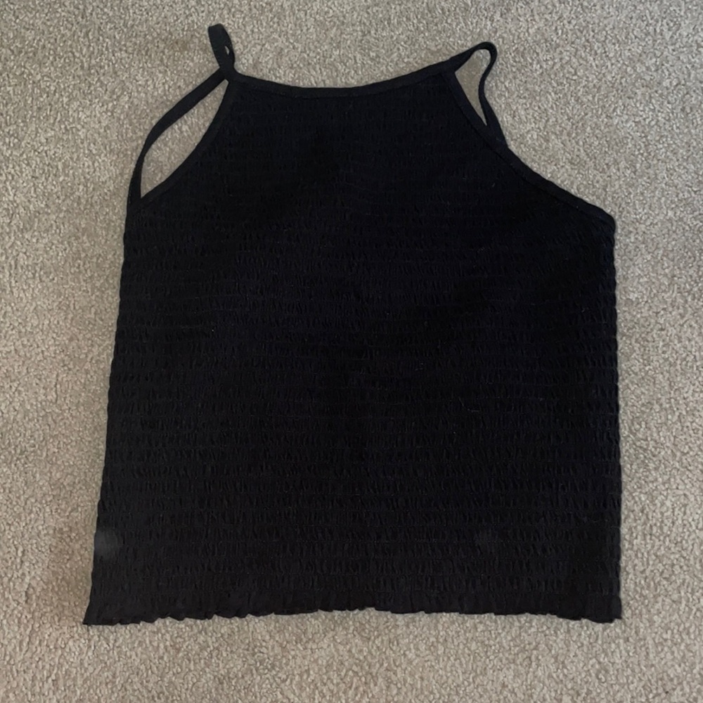 garage black cropped halter tank top